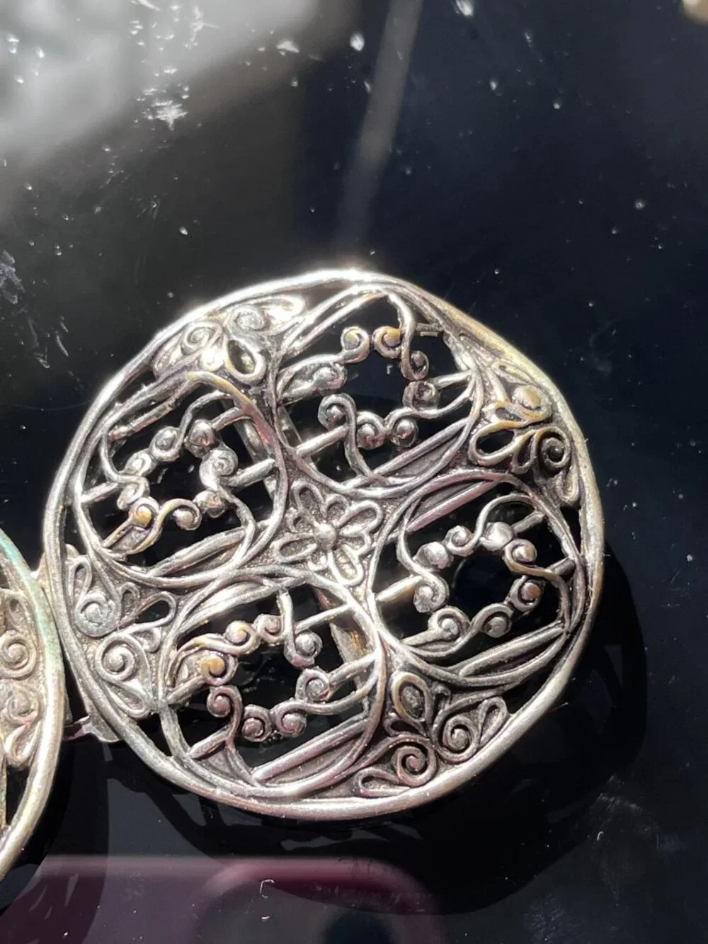 Vintage 1970s Filigree Belt Buckle Silver Tone 2-Piece Boho